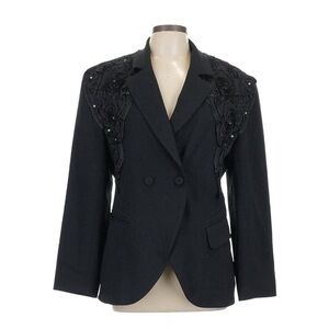 BIYA Johnny Was‎ Black Textured Blazer Jacket Size M Boss Bedazzled, Sz Large
